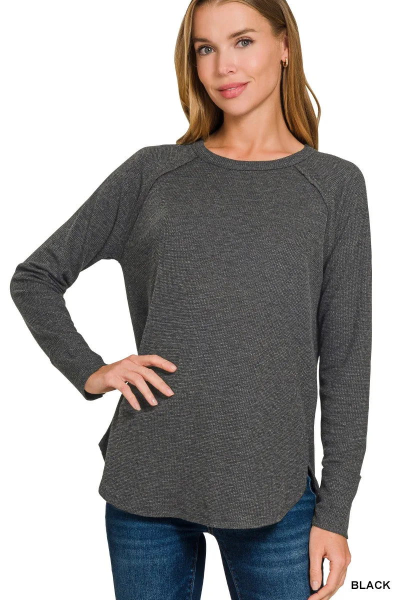 Zenana Baby Waffle Knit Long Sleeve Top