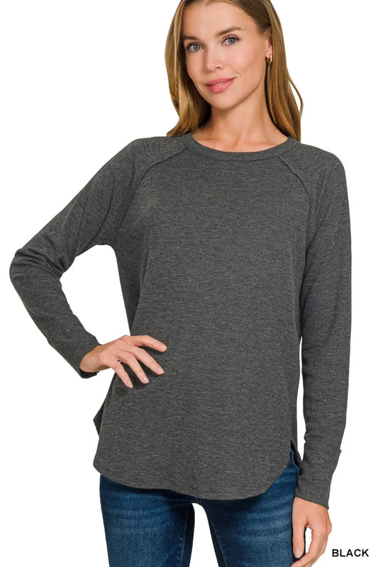 Zenana Baby Waffle Knit Long Sleeve Top