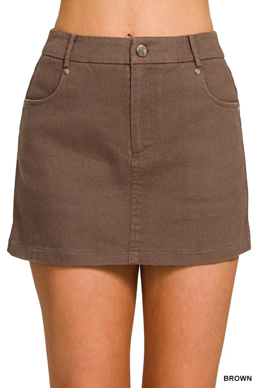 Zenana Cotton Twill Lined Mini Skirts boutique apparel from Mollie Mae Boutique