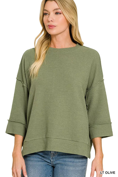 Zenana double knit three quarter sleeve women's top