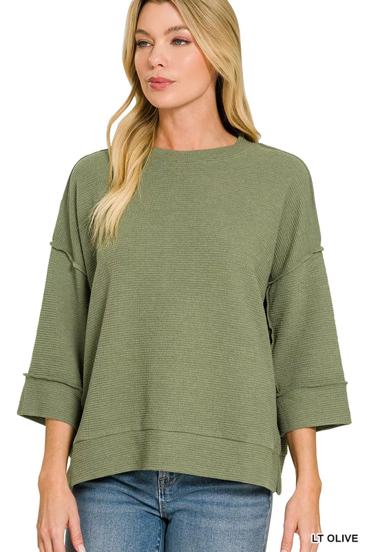 Zenana double knit three quarter sleeve women's top