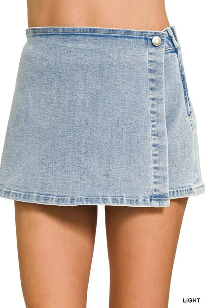 Zenana wrap front denim skort boutique women's bottom