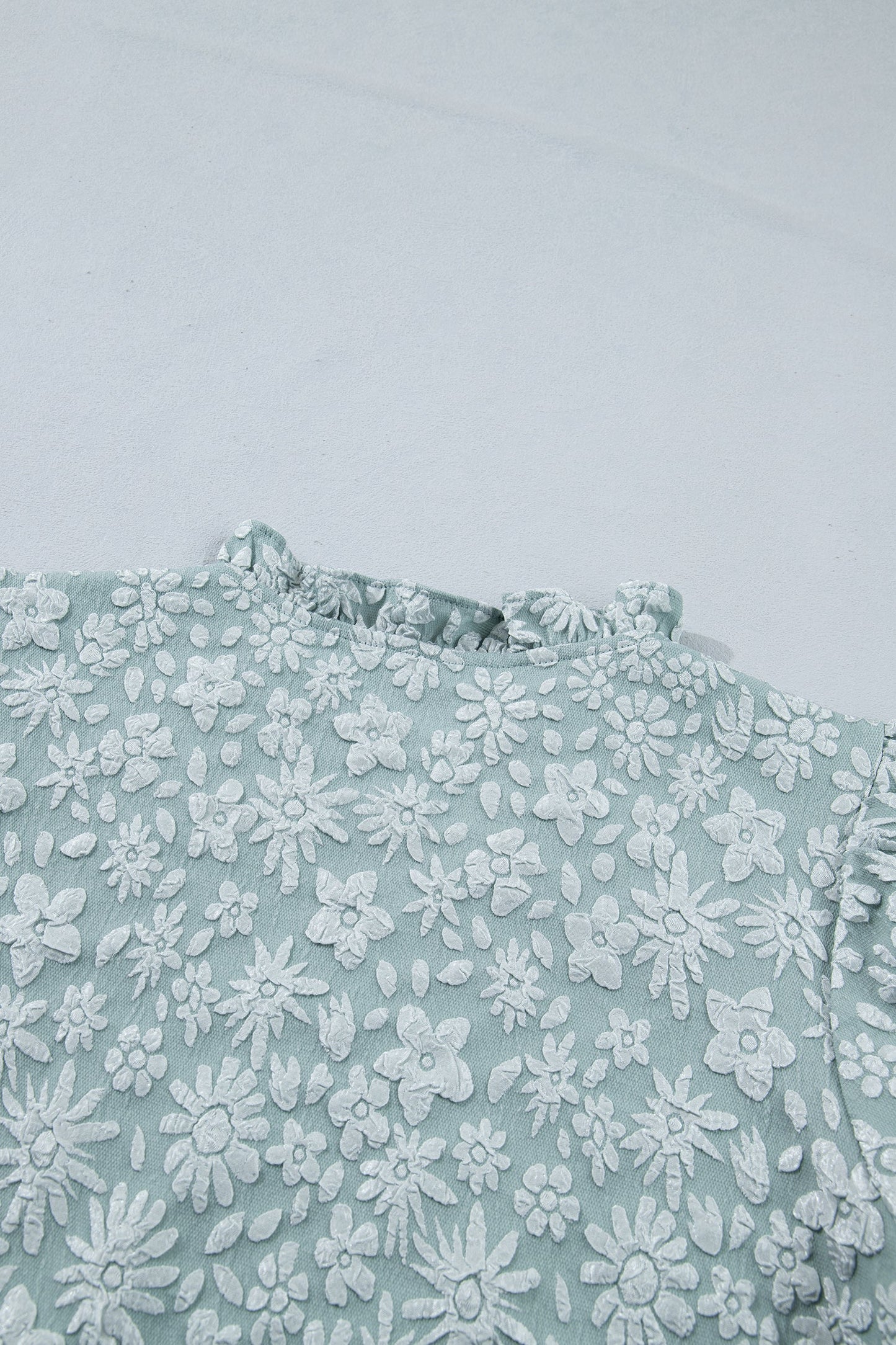Adalyn Jacquard Puff Sleeve Blouse in Iceland Blue women's boutique apparel