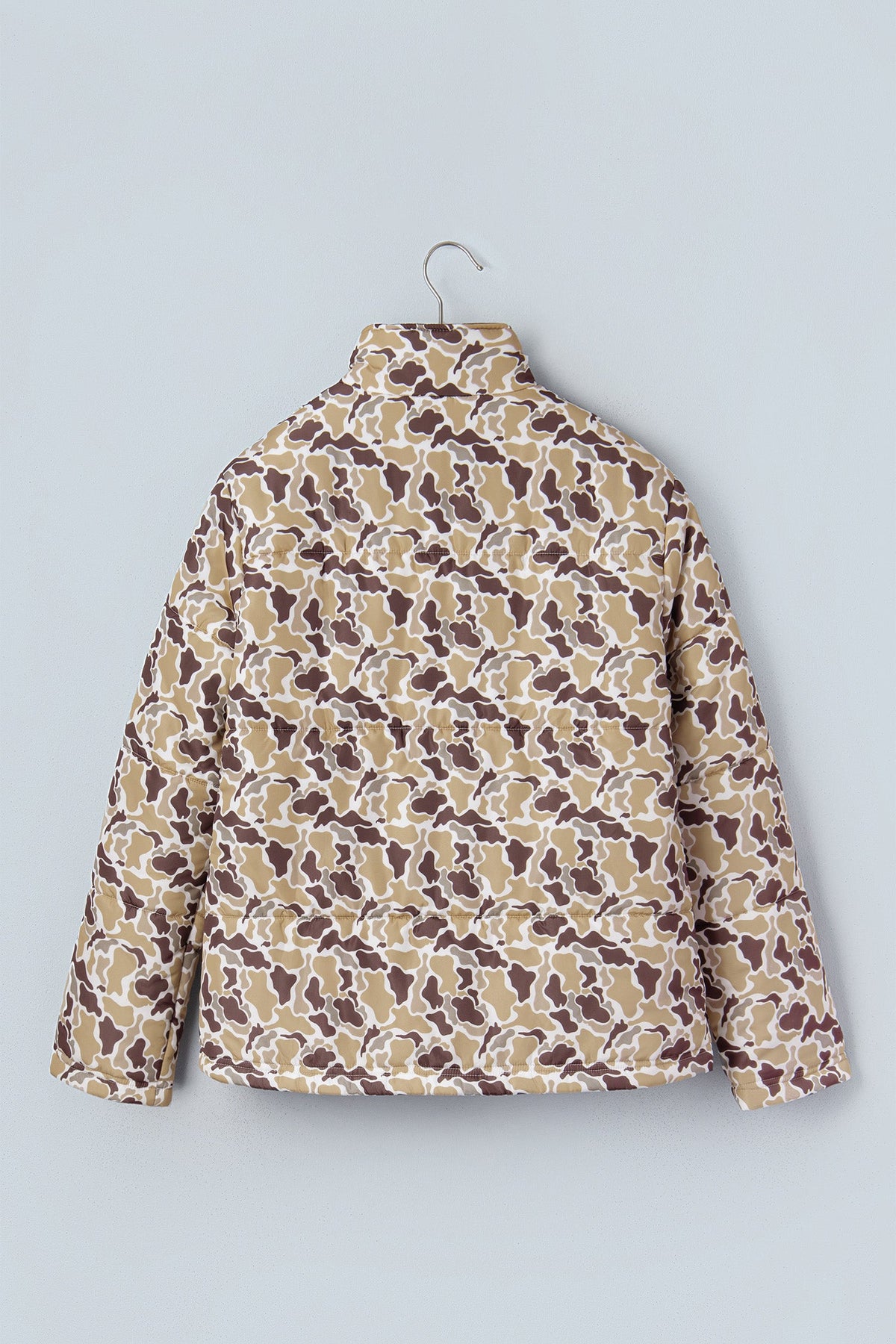 multicolor camo quilted button collar long sleeve boutique puffer coat