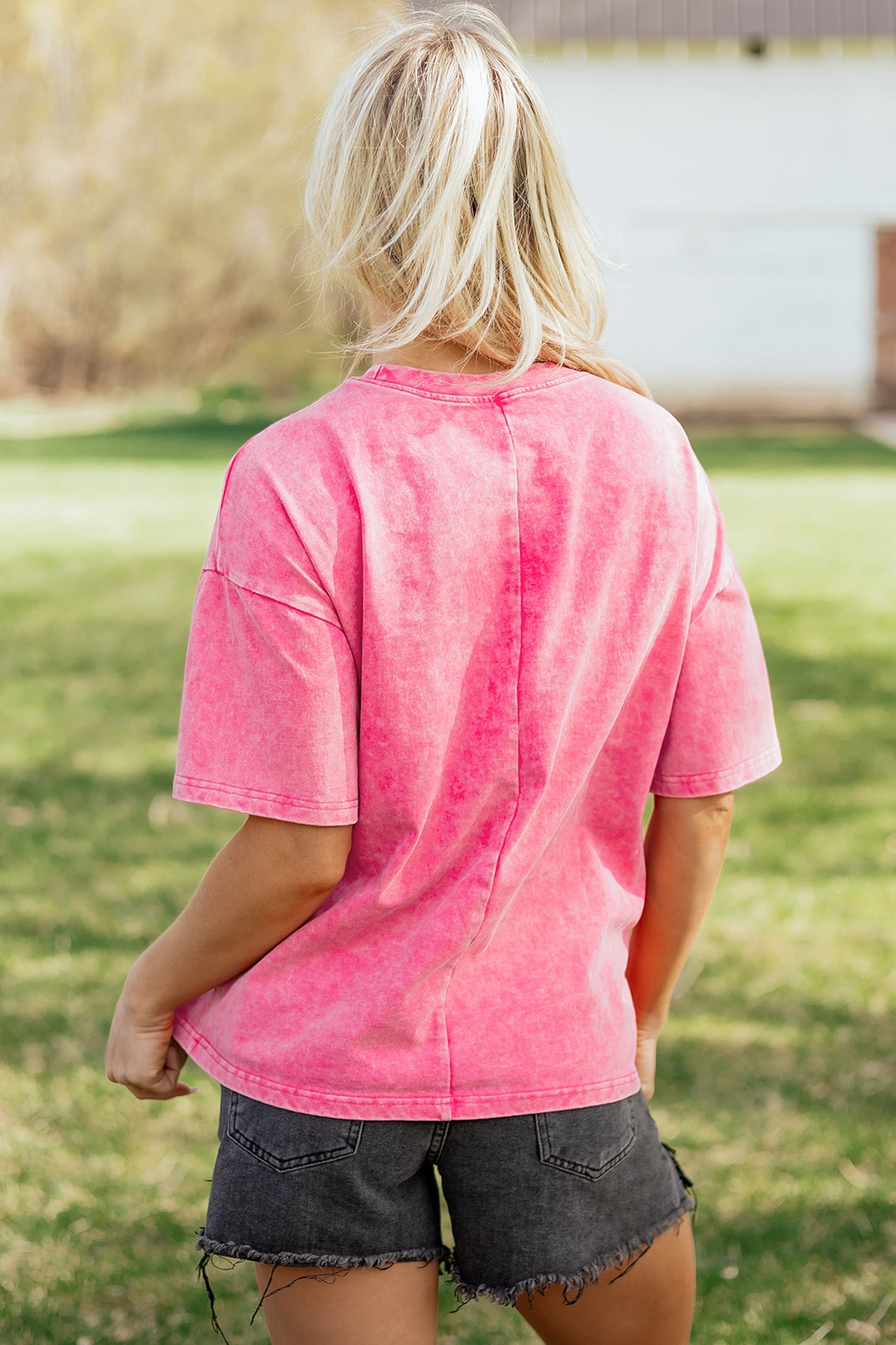 Solid Mineral Wash Short Sleeve Oversized Tee boutique clothing from Mollie Mae Boutique