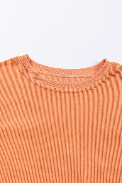 Black ribbed corduroy oversized long sleeve sweatshirt with cozy boutique styling