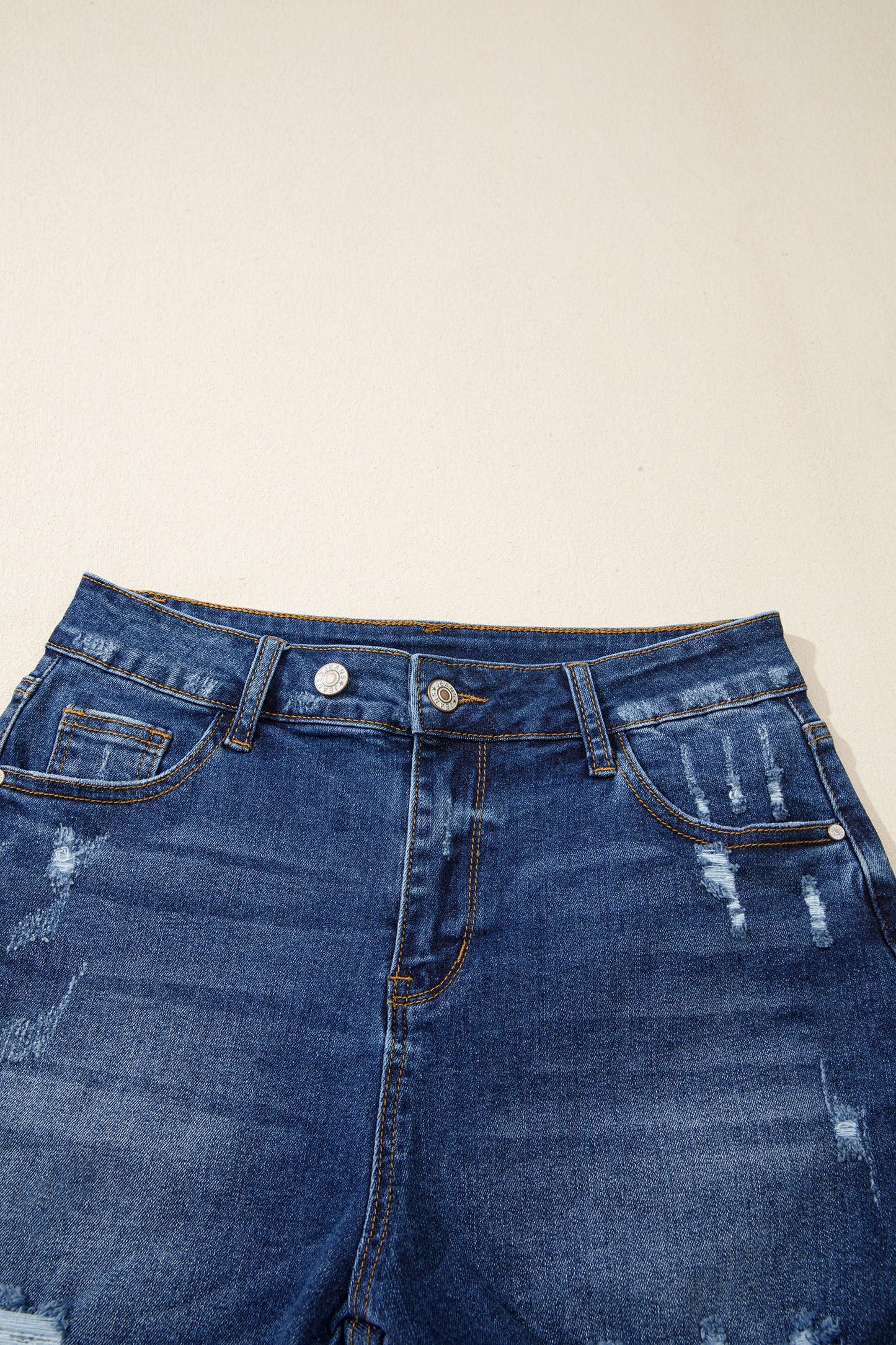 Holland Distressed High Waist Denim Shorts in Sail Blue | Mollie Mae Boutique