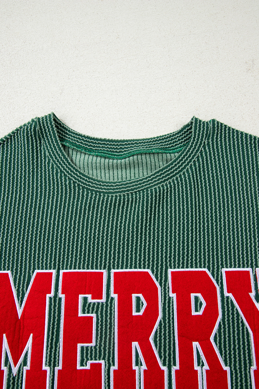 evergreen MERRY JOLLY Christmas long sleeve corded boutique top