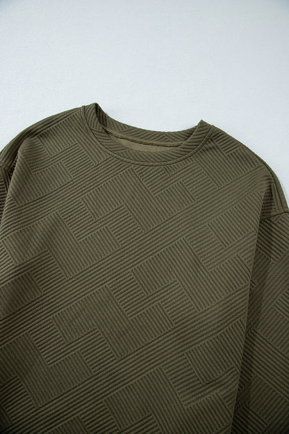 Coffee Textured Drop Shoulder Pocket Sweatshirt featuring boutique-style details and relaxed everyday fit