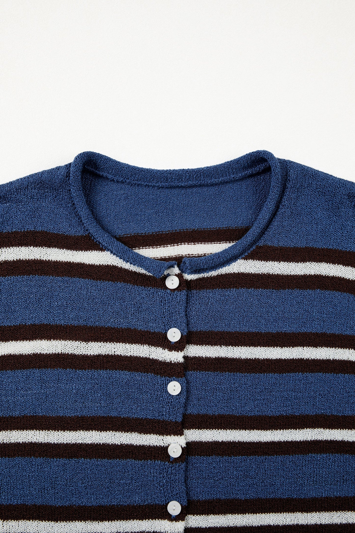 multiple colors Stripe Drop Shoulder Button Cardigan with soft knit, drop shoulders, and versatile button-front styling, boutique fashion