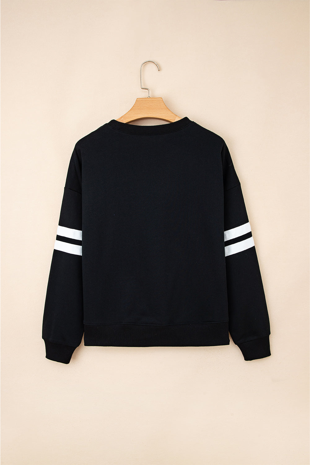 multiple colors Varsity Stripe Oversized Drop Shoulder Sweatshirt with varsity stripe details and an oversized drop-shoulder fit, boutique fashion