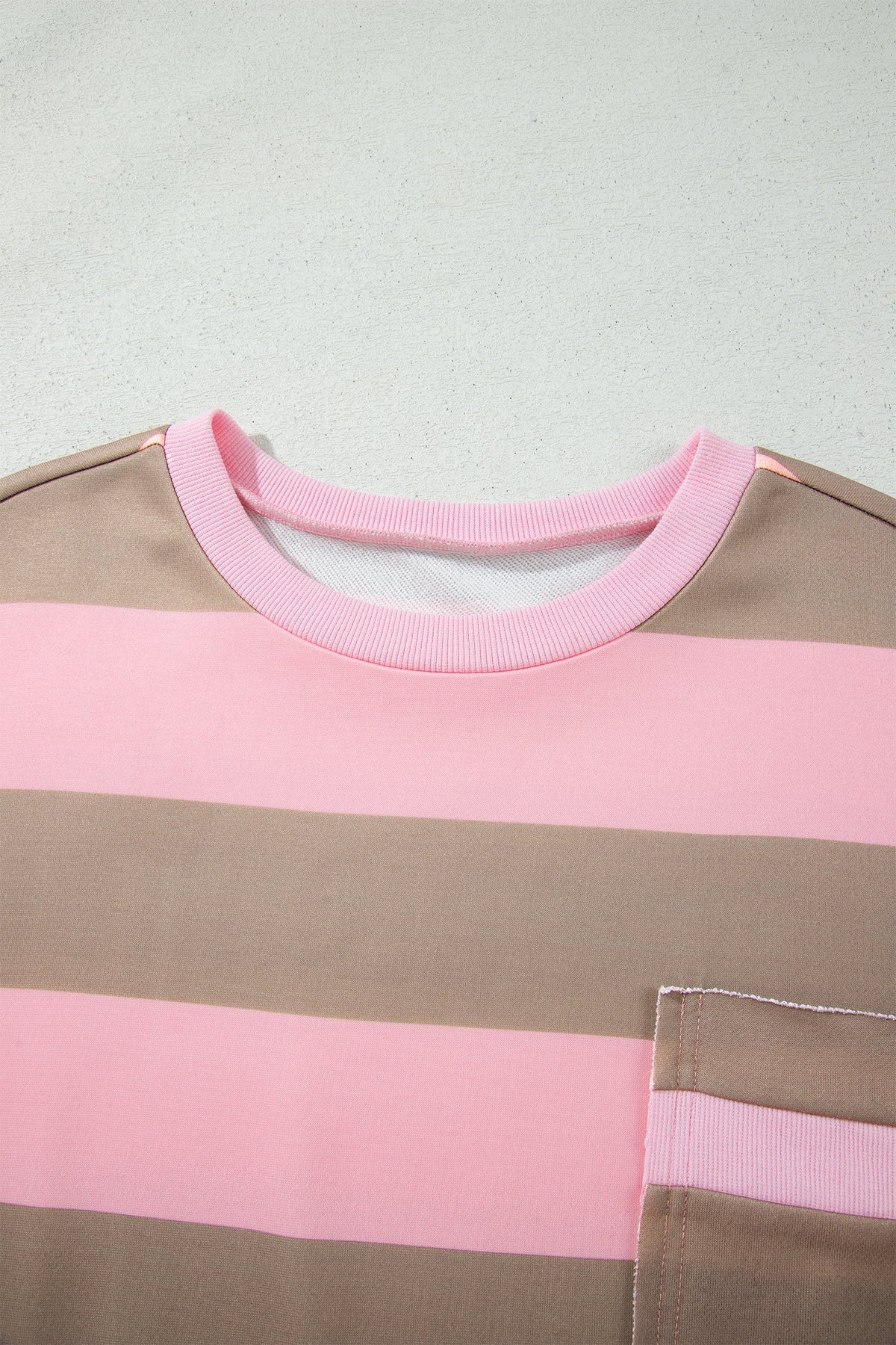 plus size pink stripe raw seam drop shoulder oversized boutique sweatshirt