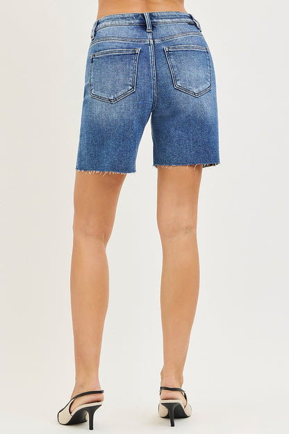 RISEN Tummy Control High Rise Raw Cut Hem Jhorts boutique apparel from Mollie Mae Boutique