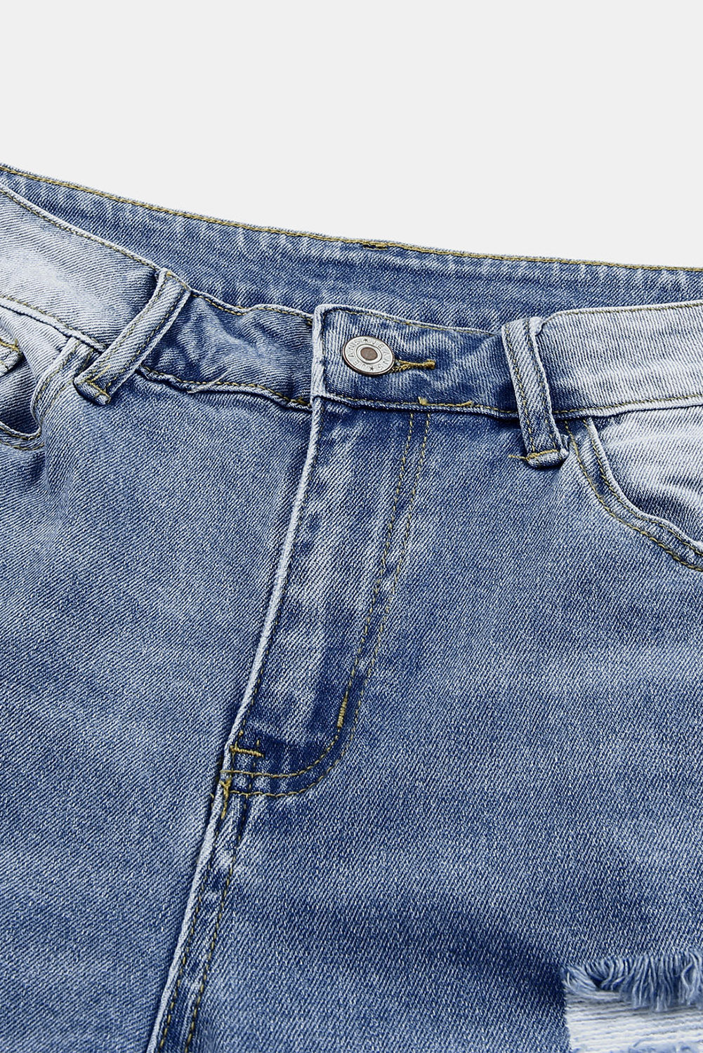 Georgia distressed skinny capri jeans in sky blue washed denim for women
