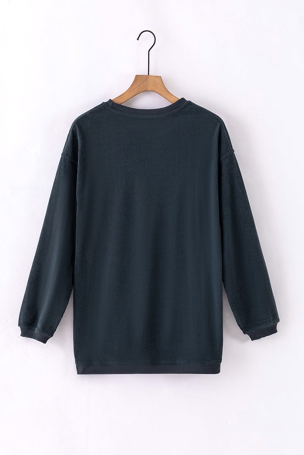 Festival Fuchsia ribbed corduroy oversized long sleeve sweatshirt with cozy boutique styling