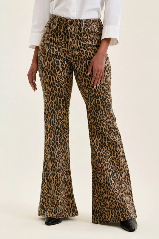 Judy Blue leopard print flare jeans for women from Mollie Mae Boutique