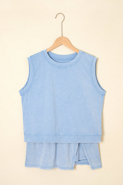 Myosotis Mineral wash tank top and lined skort set with soft washed color, comfortable fit, and sporty boutique summer style