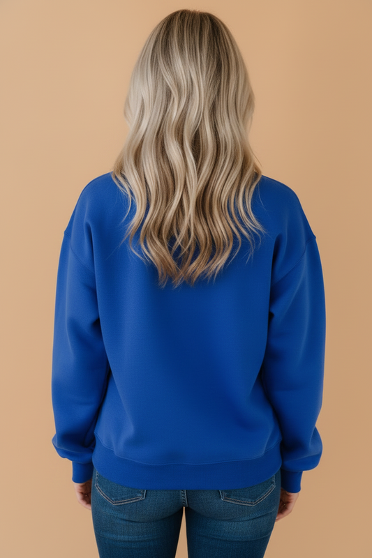Sky Blue Game Day Embroidered Patch Long Sleeve Sweatshirt with embroidered detail women's boutique fashion