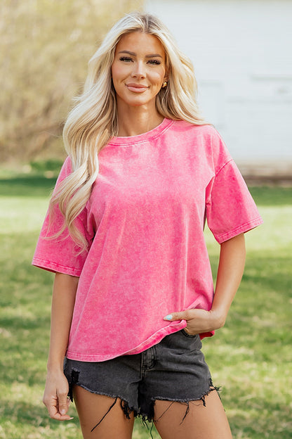 Solid Mineral Wash Short Sleeve Oversized Tee boutique clothing from Mollie Mae Boutique