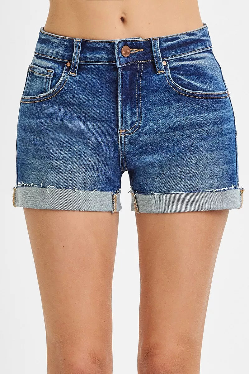 RISEN Low Rise Cuffed Shorts boutique apparel from Mollie Mae Boutique