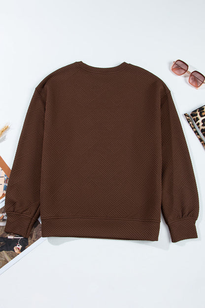 Coffee Textured Drop Shoulder Pocket Sweatshirt featuring boutique-style details and relaxed everyday fit