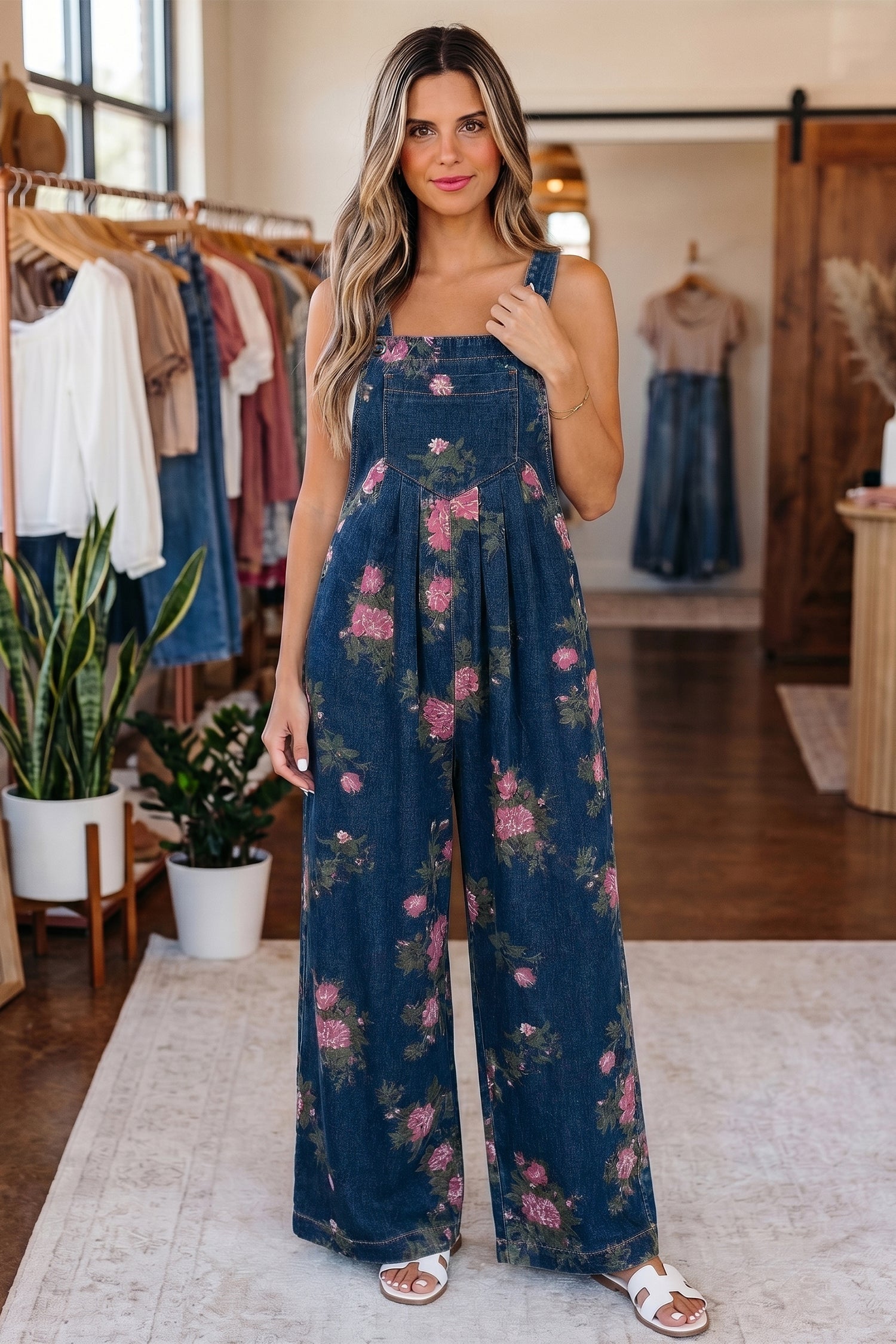 Blue Akira Waist Wide Leg Jumpsuit boutique fashion piece with stylish details and comfortable everyday wear