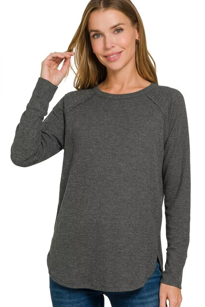 Zenana Baby Waffle Knit Long Sleeve Top