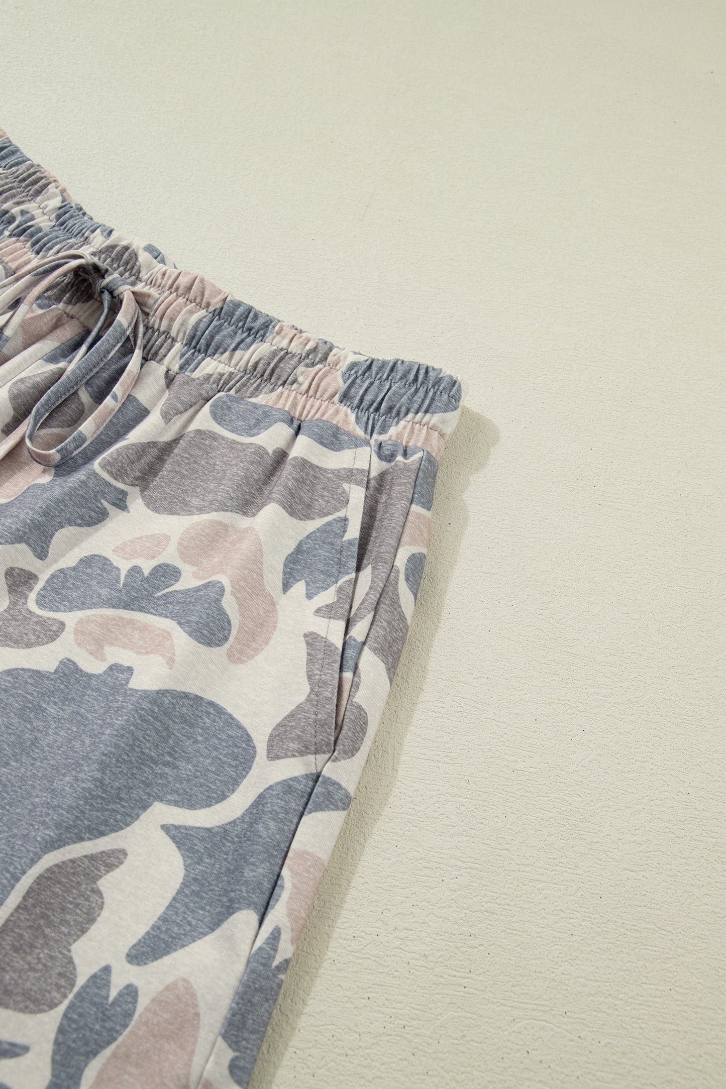 Multicolour Mya multicolor camo tee and shorts set with loose fit, elastic waist shorts, and relaxed boutique loungewear style