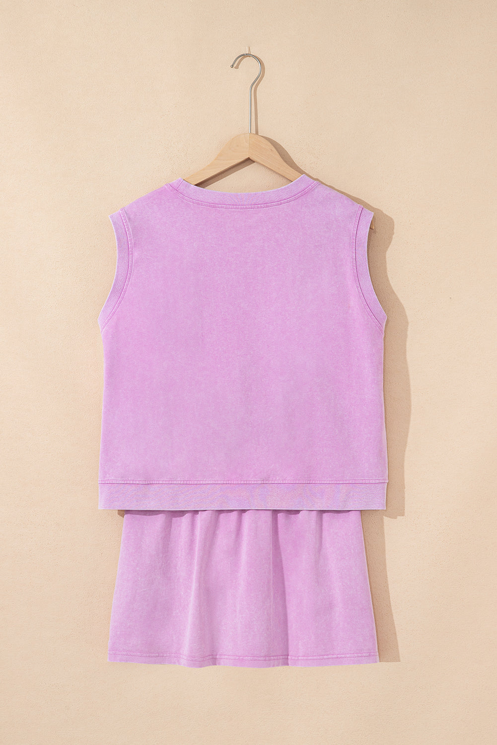 Smoke Gray Mineral wash tank top and lined skort set with soft washed color, comfortable fit, and sporty boutique summer style