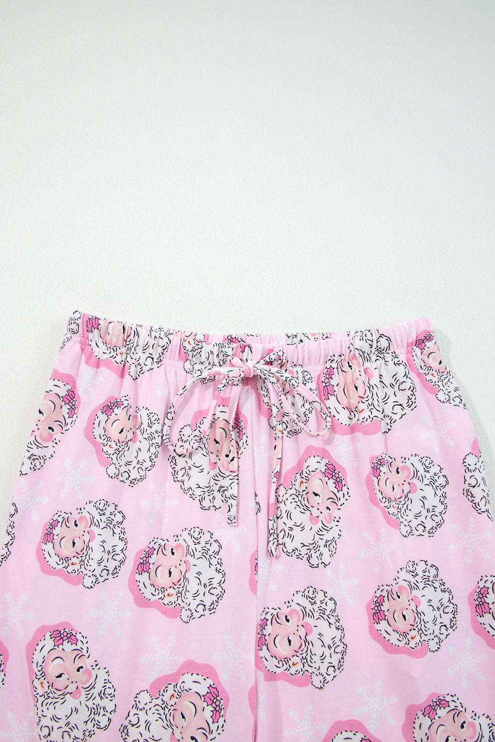 pink Santa Christmas V-neck tee and drawstring pants boutique pajama set