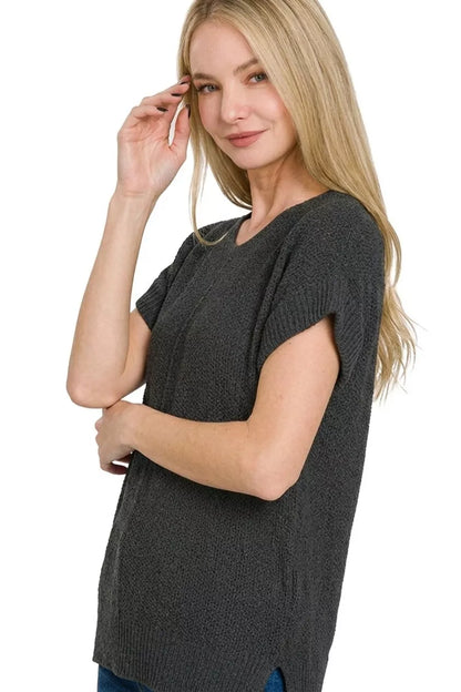 Zenana Center Seam Short Sleeve Sweater boutique fashion apparel with stylish details and comfortable fit