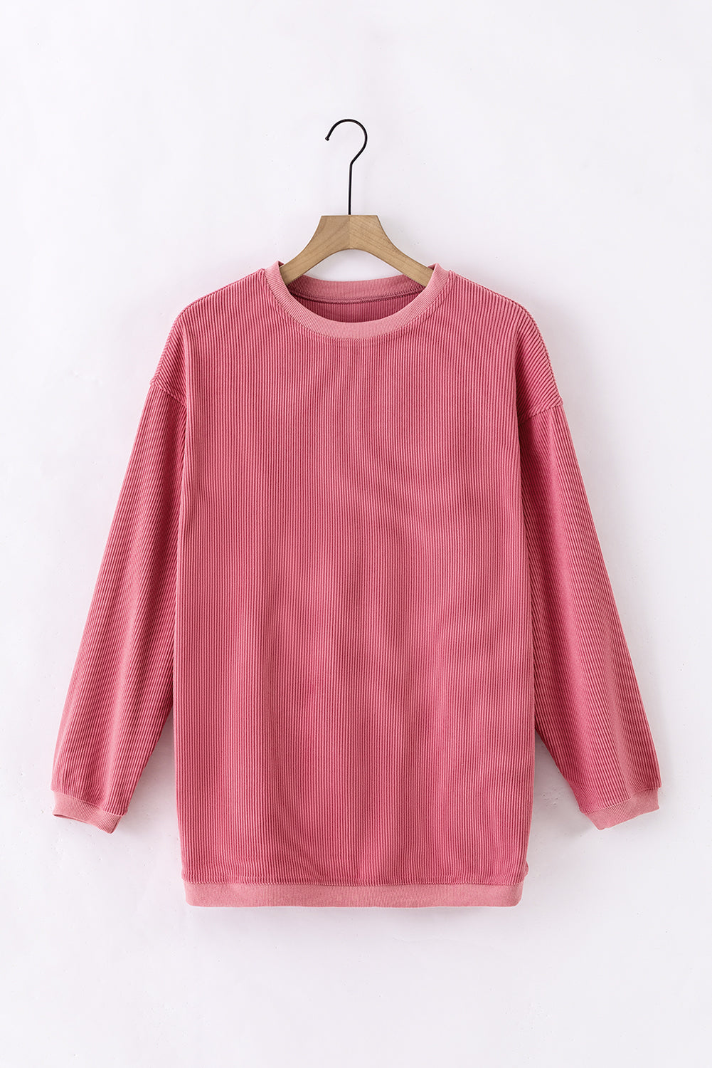 Dark Grey ribbed corduroy oversized long sleeve sweatshirt with cozy boutique styling