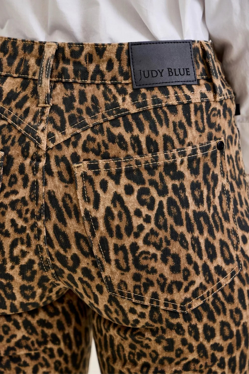 Judy Blue leopard print flare jeans for women from Mollie Mae Boutique