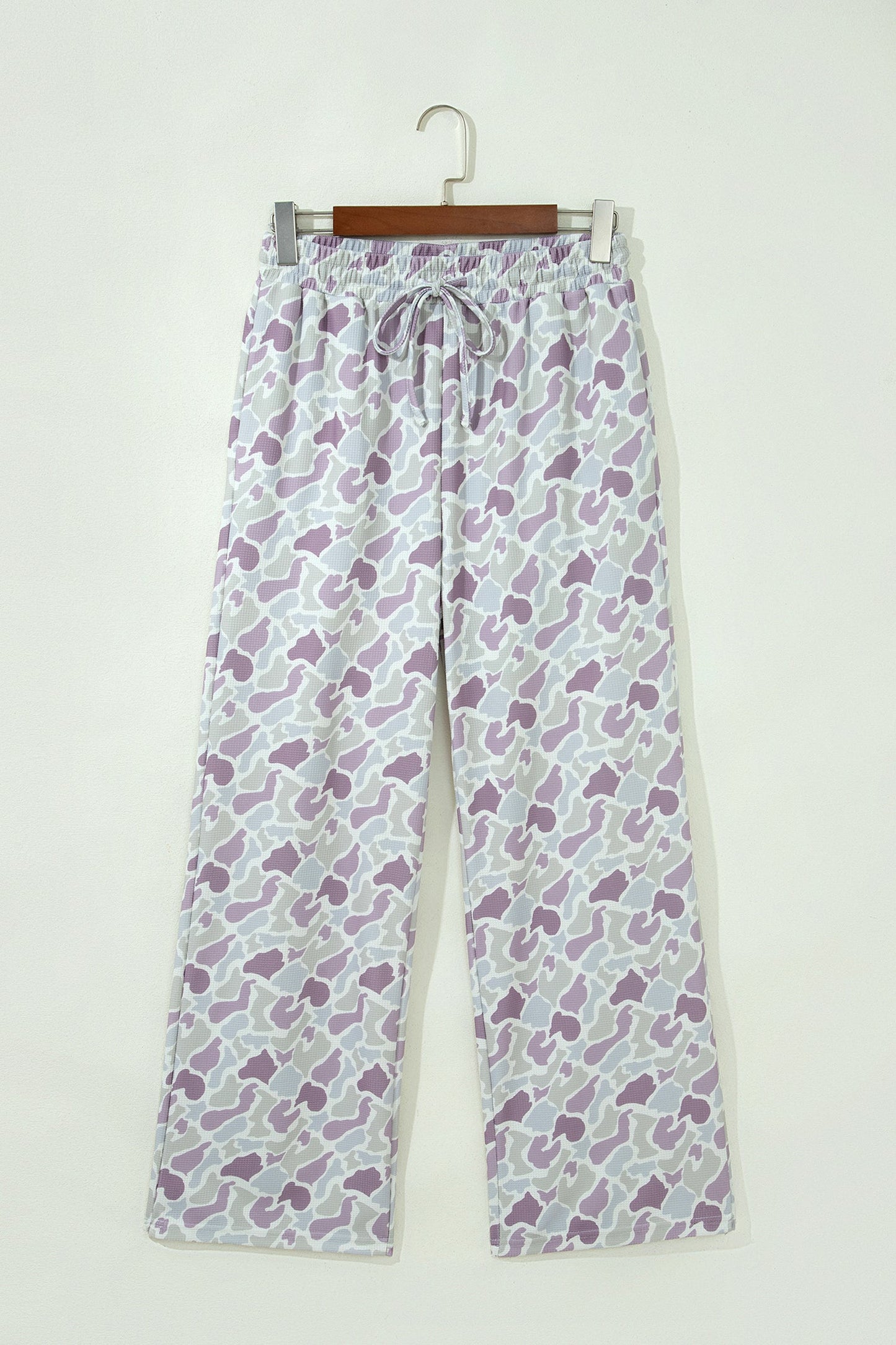 Green Camo Drawstring High-Waist Wide-Leg Pants featuring boutique-style details and relaxed everyday fit