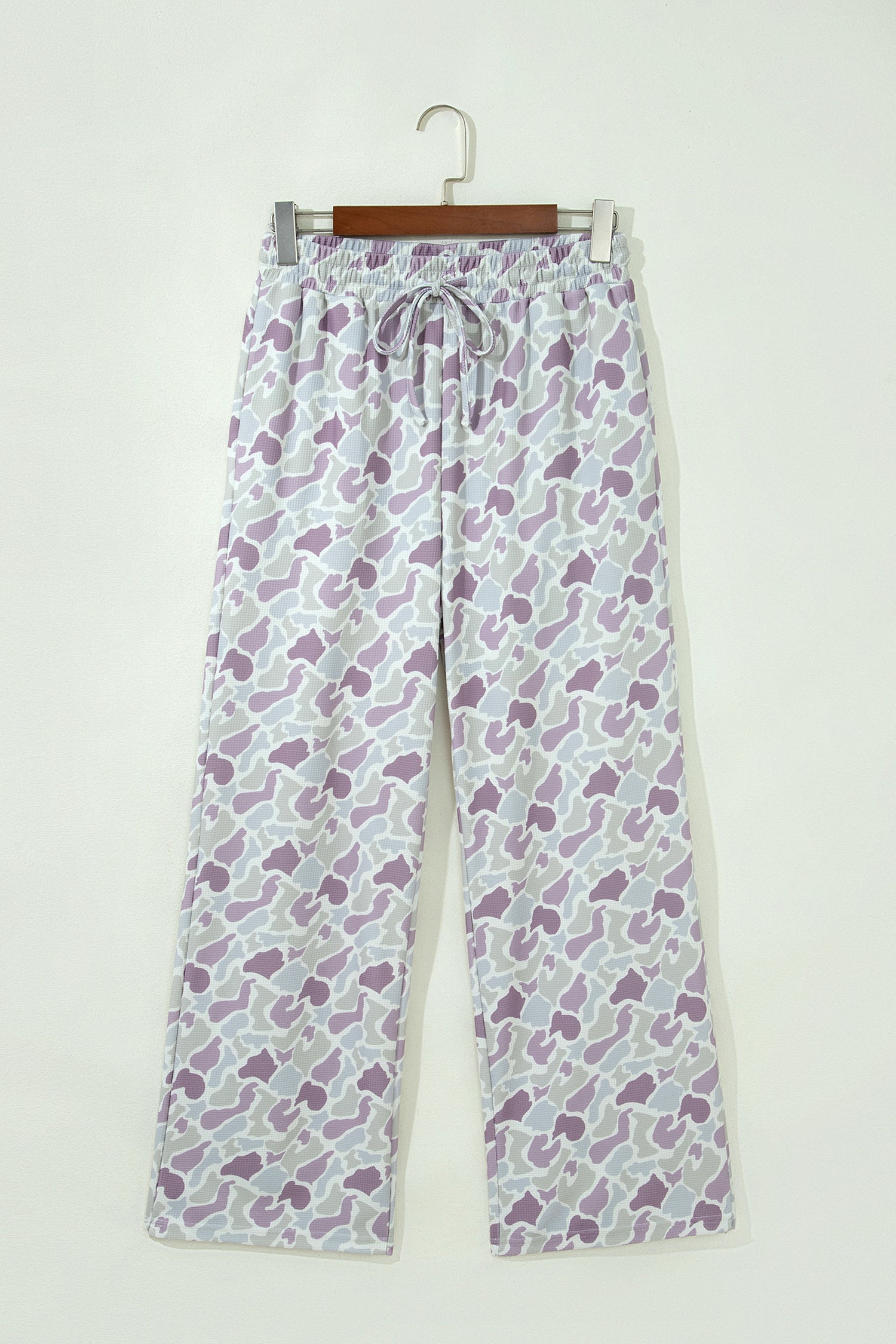 Green Camo Drawstring High-Waist Wide-Leg Pants featuring boutique-style details and relaxed everyday fit