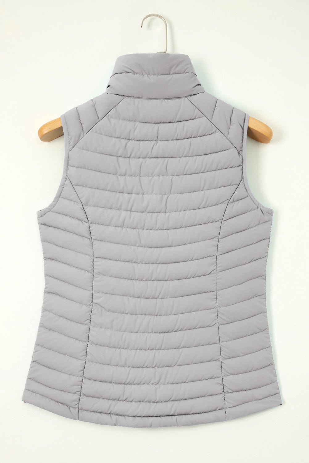 black plush stand collar zip-up puffer vest boutique outerwear