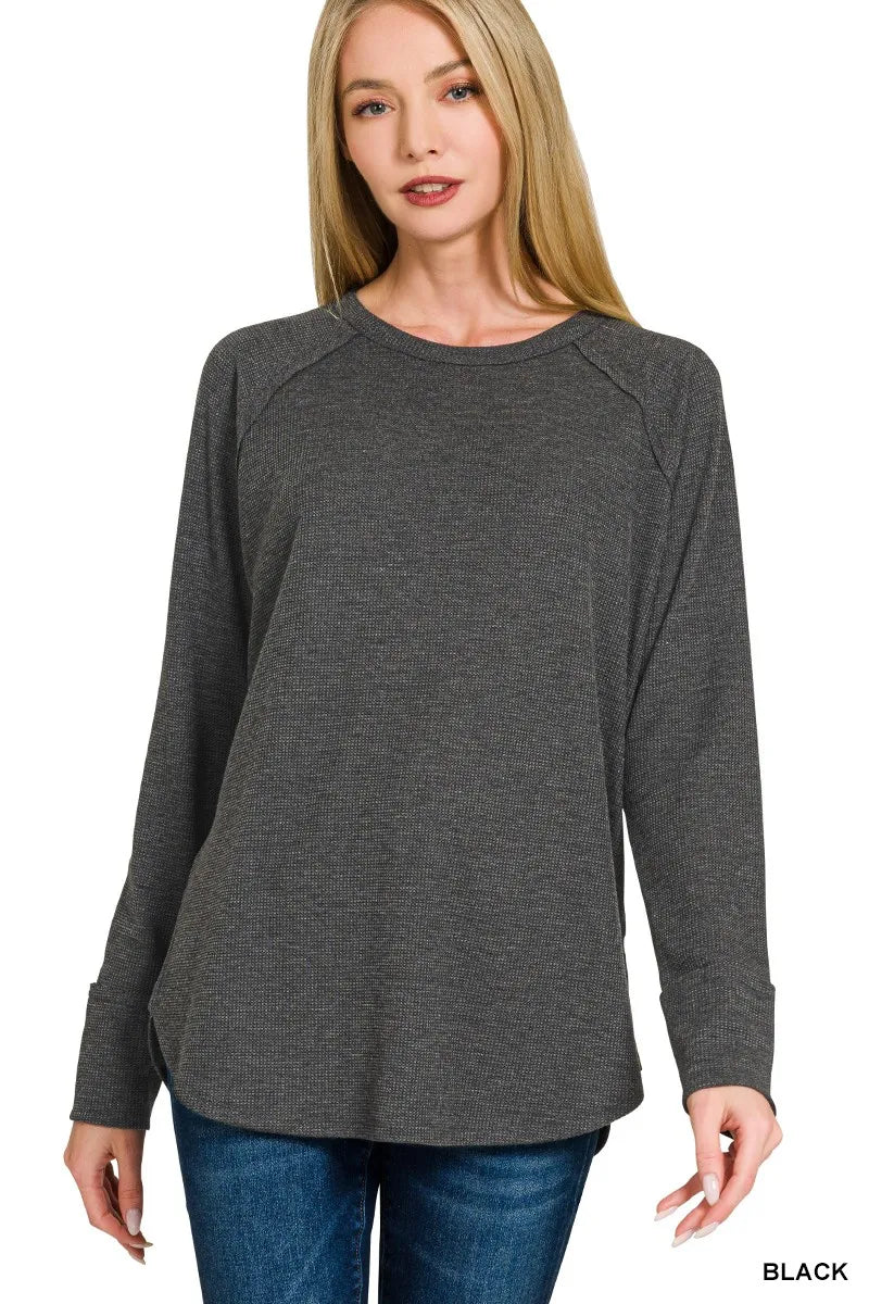 Zenana Baby Waffle Knit Long Sleeve Top