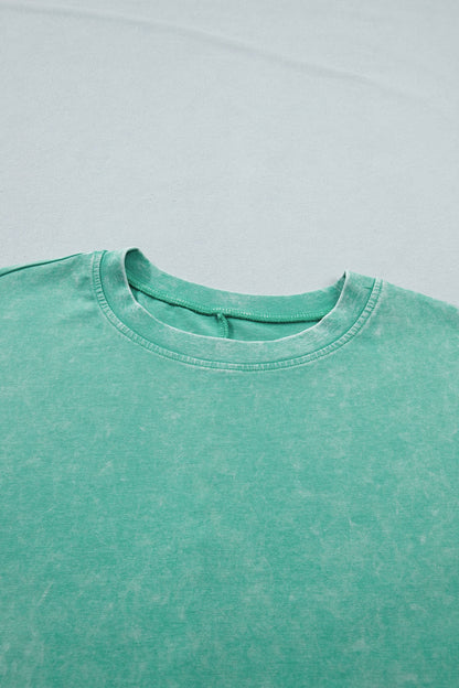 Mint Green Mineral washed oversized short sleeve tee with relaxed fit, soft washed finish, and casual boutique everyday style