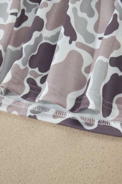 Abstract Camo Drawstring Elastic Waist Mini Skort