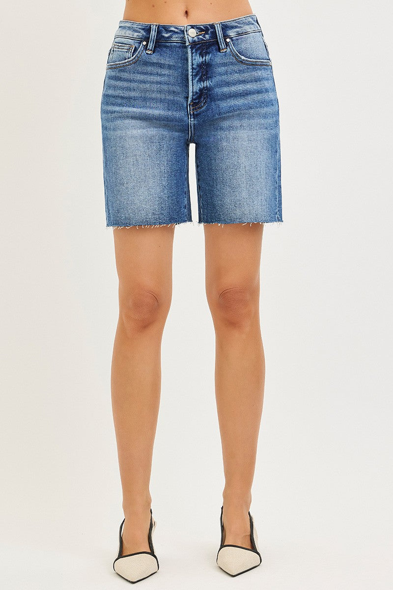 RISEN Tummy Control High Rise Raw Cut Hem Jhorts boutique apparel from Mollie Mae Boutique