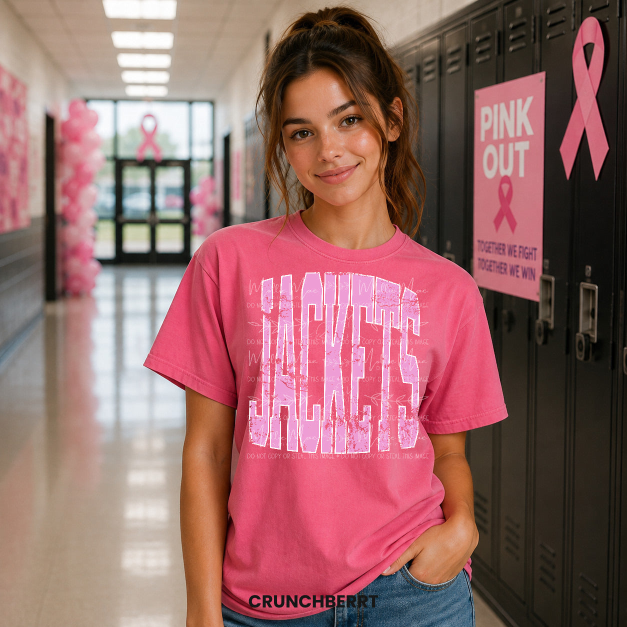 Pink Out Distressed Team Spirit Graphic Tee – Choose Your Team