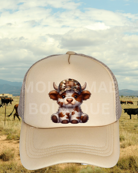 Cute Brown and White Cow Trucker Hat