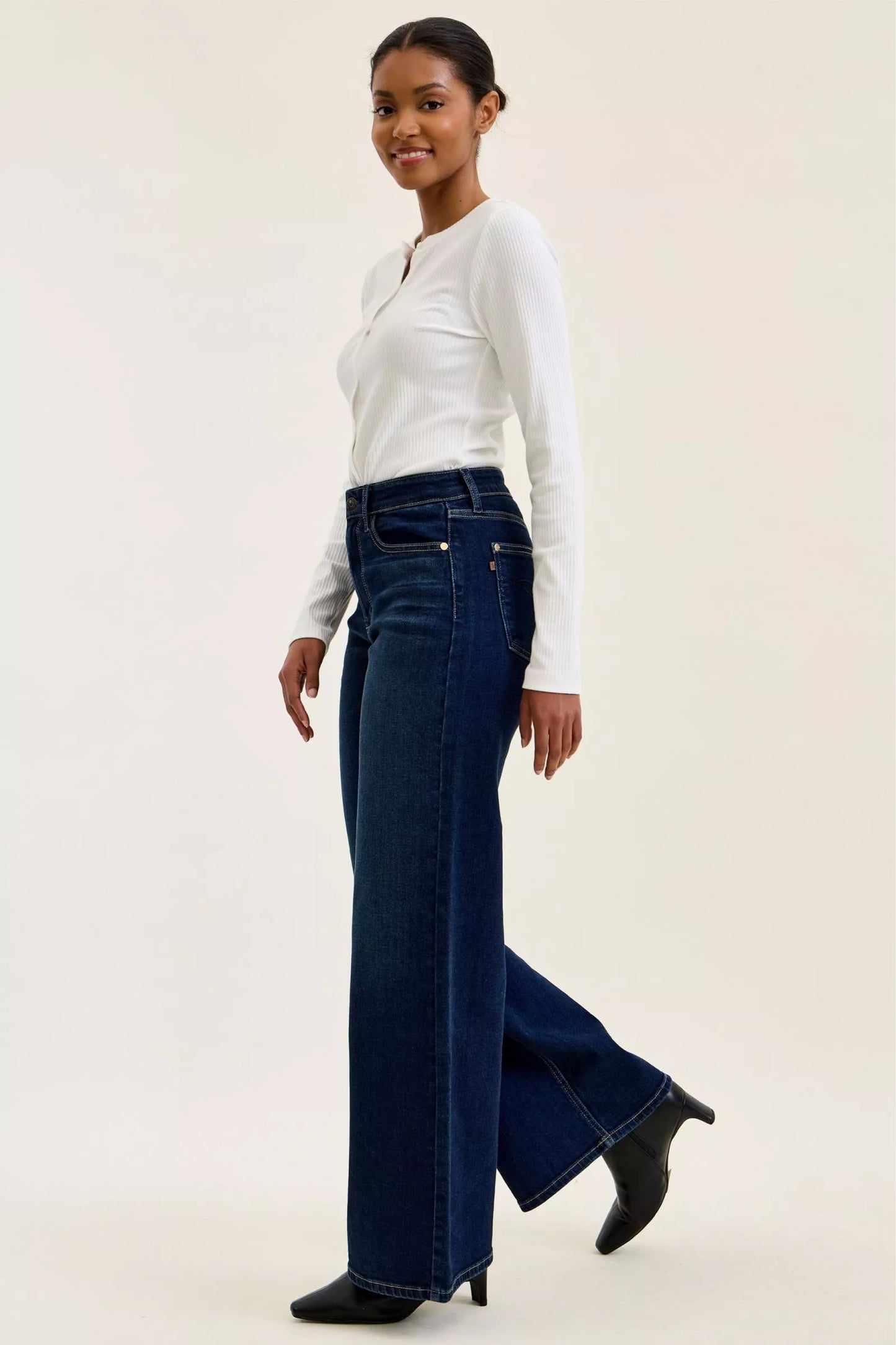 Judy Blue high waist wide leg dark wash jeans for women from Mollie Mae Boutique