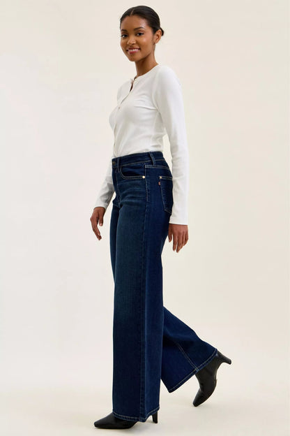 Judy Blue high waist wide leg dark wash jeans for women from Mollie Mae Boutique