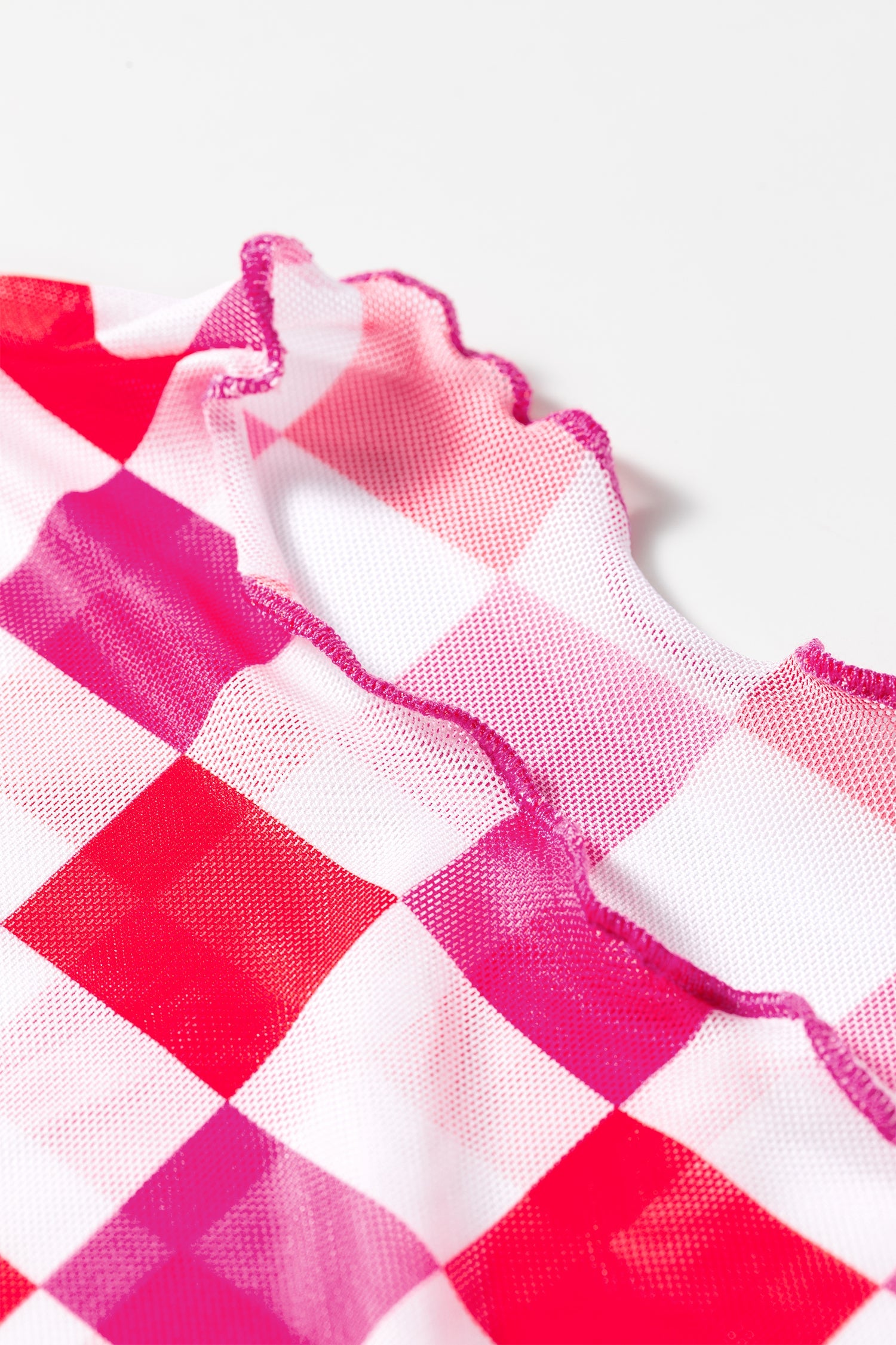 Rose Checkered Sheer Mesh Top with a sheer checkered mesh design with a flattering fitted silhouette, boutique fashion