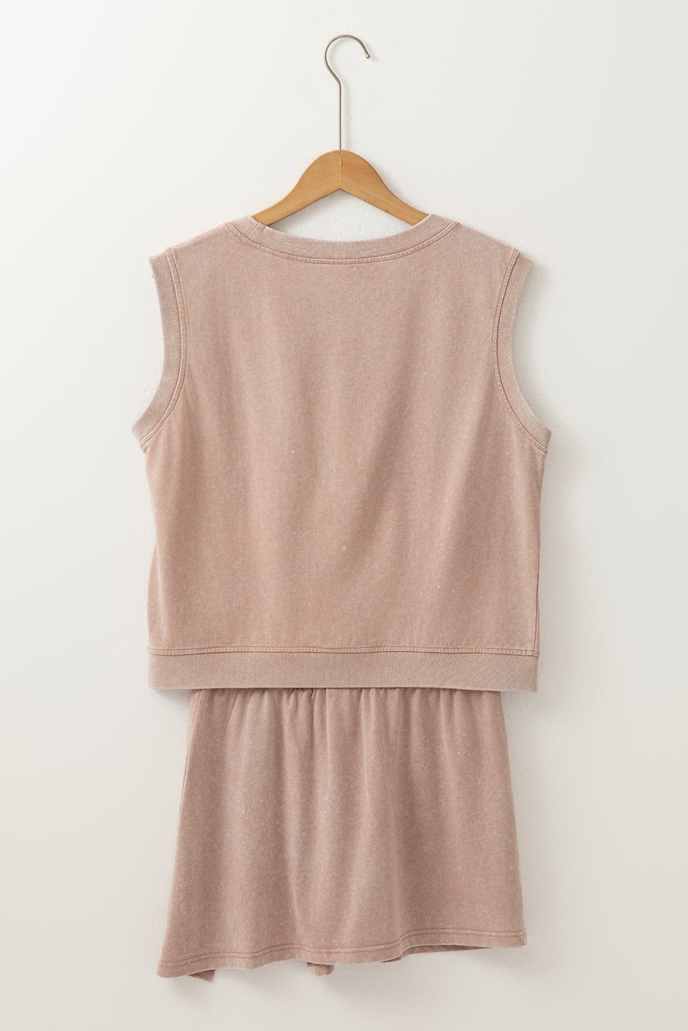 Mineral wash tank top and lined skort set with soft washed color, comfortable fit, and sporty boutique summer style