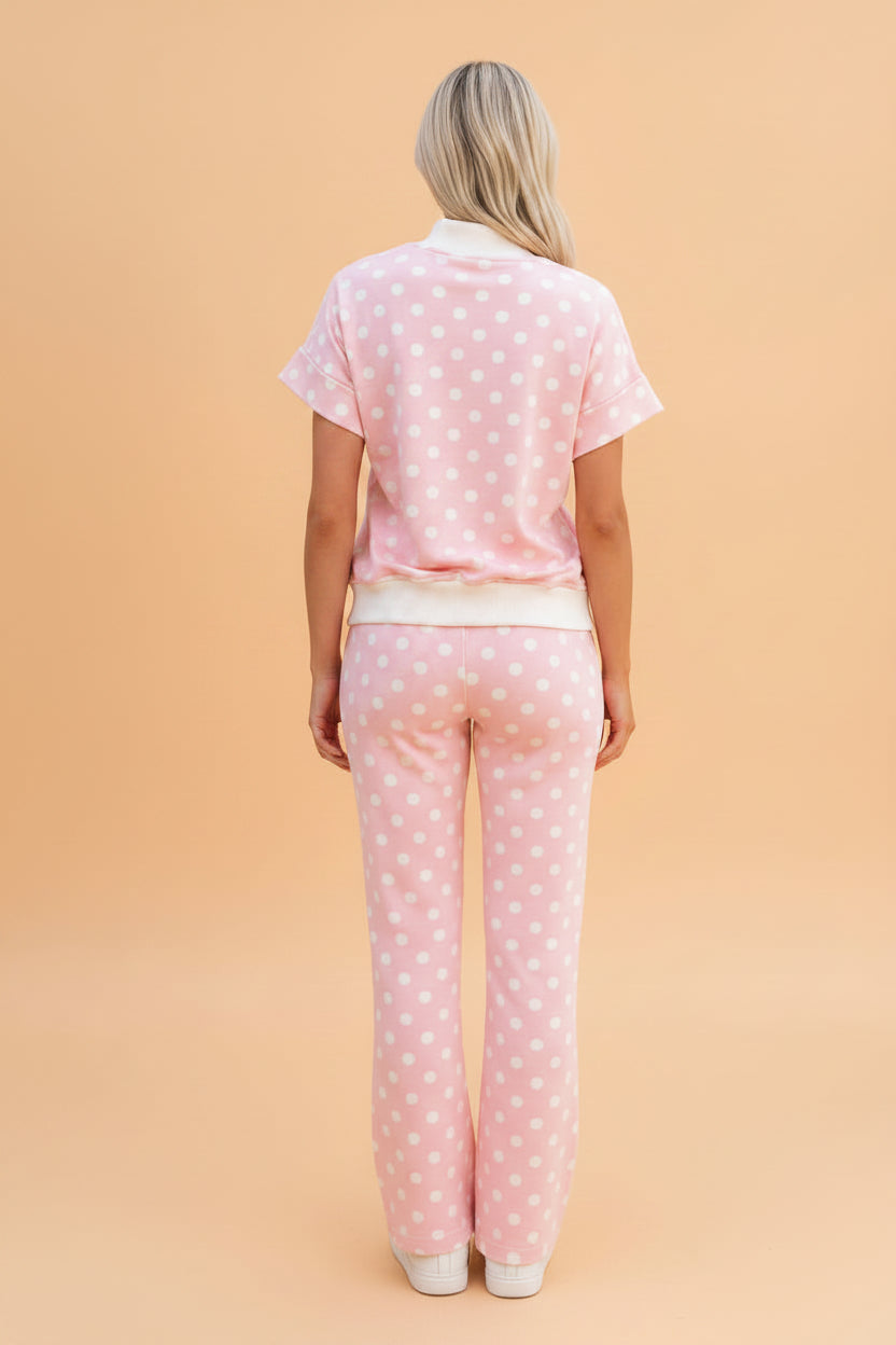 Polka Dot Mock Neck Top & Pants Set boutique fashion by Mollie Mae Boutique