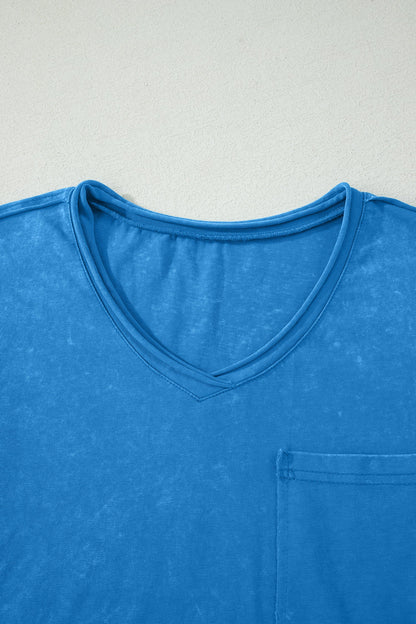 Solid Mineral Wash Short Sleeve V-Neck T-Shirt Pretty Bash women's boutique top from Mollie Mae Boutique
