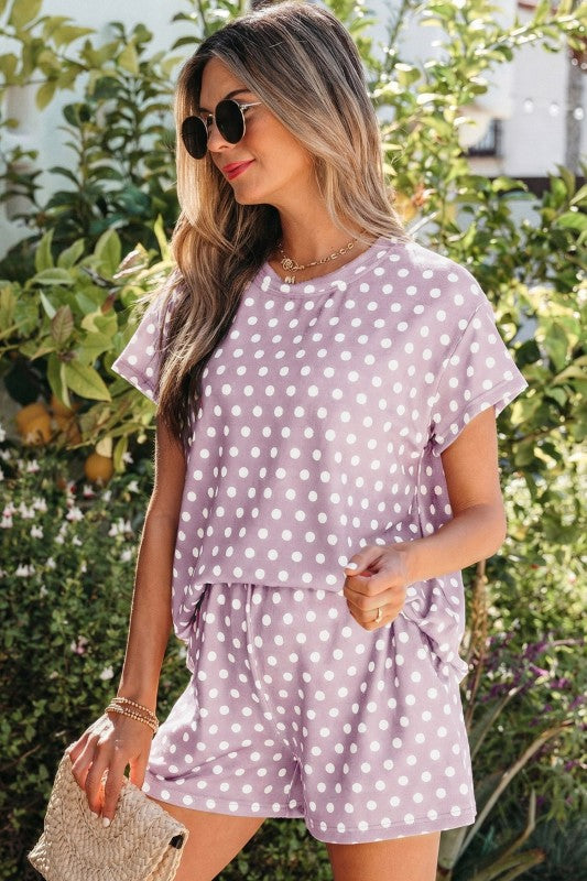 Kaiya Dot Print Relaxed Top & Shorts Set boutique apparel from Mollie Mae Boutique