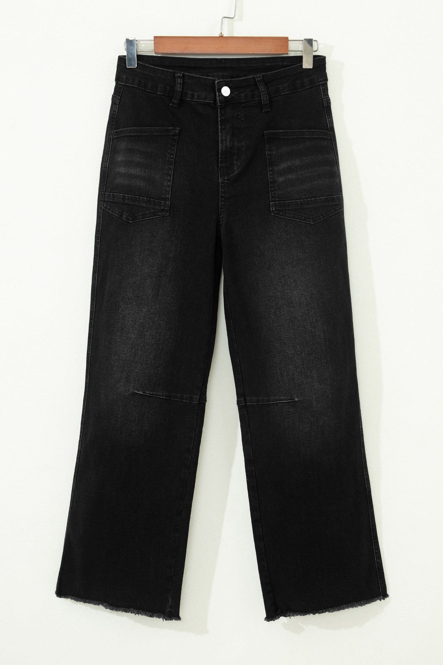sail blue denim frayed hem cropped straight leg jeans for women